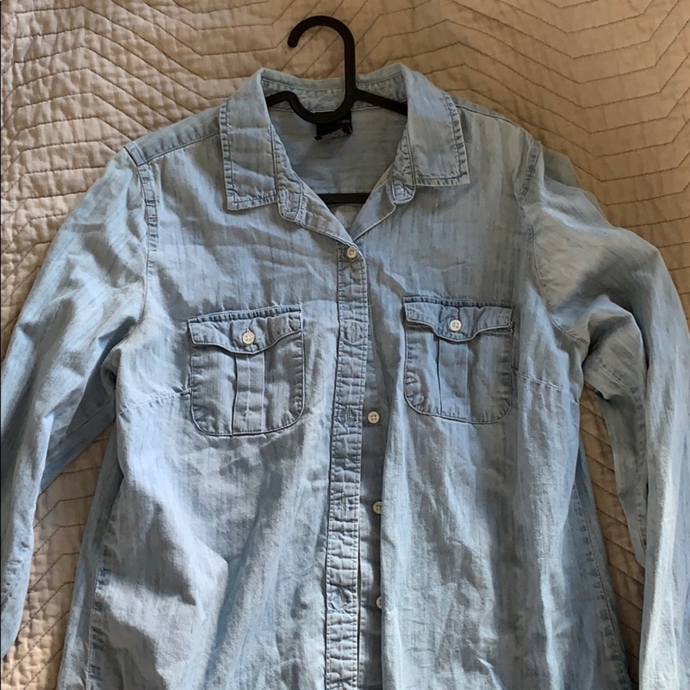 Denim button down top